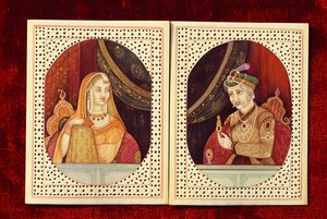 Mughalský císař Akbar  Jodhabai Obrazy ze slonoviny od School Indian