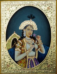 Mughalská princezna Mumtaz Mahal Miniaturní malba na papíře od School Indian