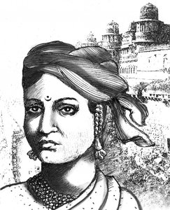 Rani Lakshmibai (litografie) od School Indian