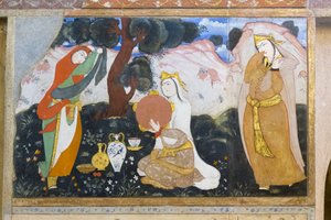 Tuoreena Chehel Sotoun Palacessa, Esfahanissa, Iranissa