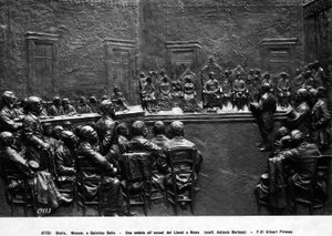 Zasedání Akademie Lincei v Římě (bronz) (černobílá fotografie) od School Italian