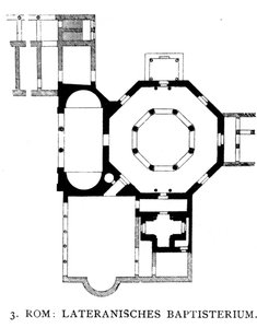 Půdorys Lateránského baptisteria, Řím (litho) od School Italian