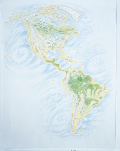 Fyzická mapa Ameriky (barevné lito) od School Italian