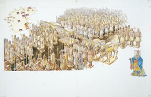 Terakotová armáda v hrobce císaře Qin Shi Huang (barva litho) od School Italian