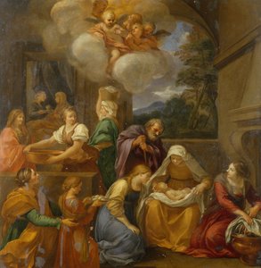 Narození Jana Křtitele (olej na mědi) od School Italian