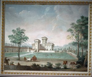Medicean Villa of Cafaggiolo (čerstvé) od School Italian