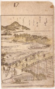 Knižní ilustrace: Most (barevný dřevoryt) od School Japanese