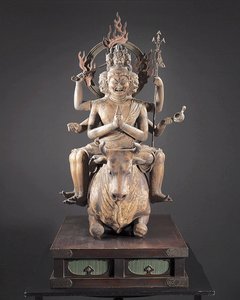 Daiitoku Myoo, období Kamakura, cca 1251-99 (dřevo, kov, plátkové zlato a pigment) od Japanese School