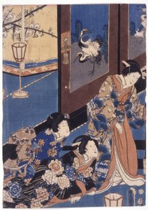 Furyu Azuma Genji (barevný dřevoryt) od School Japanese