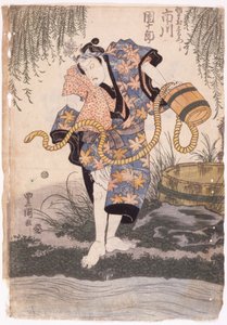 Ichikawa Danjuro (barevný dřevoryt) od School Japanese