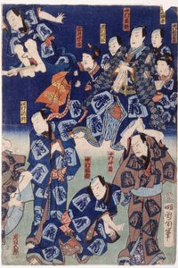 Myriad Of Actors (Triptych) (barevný dřevoryt) od School Japanese