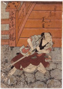 Portrét Eijaku (barevný dřevoryt) od School Japanese