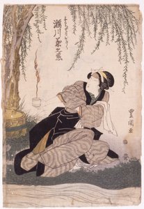 Segawa Kikunojo (barevný dřevoryt) od School Japanese
