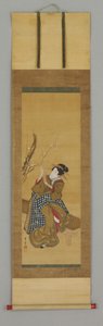 Ukiyoe, žena sedící na lavičce od Japanese School