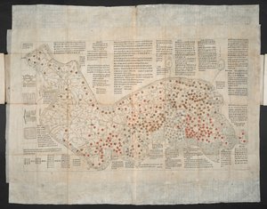 Haejwa chondo - mapa Korejského poloostrova původně vytvořená kolem roku 1820 (barevná rytina) od School Korean