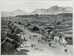 Pohled na hlavní ulici Soulu, hlavního města Koreje v 19. století