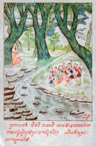 Mahajanaka Jataka. (rytina, cca 1910) od School Laotian