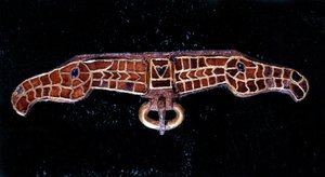 Merovejská fibula. Muzeum Saint-Germain-en-Laye