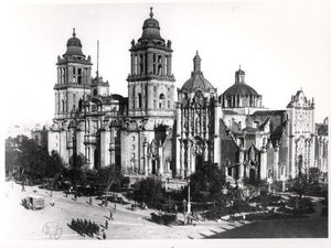Katedrála v Mexico City (černobílá fotografie)