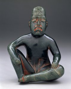 Sedící postava se zvednutým kolenem, Highland Olmec, San Martin Texmelucan