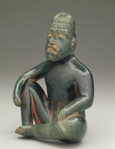 Sedící postava se zvednutým kolenem, Highland Olmec, San Martin Texmelucan