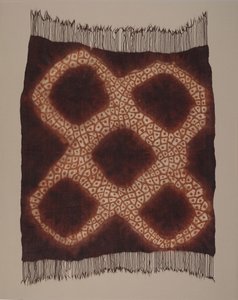 Dámská pokrývka hlavy („taritat nebo tarredat“), konec 19. století (vlna; plátnová vazba, barvená a malovaná)