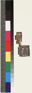 Iniciála D, z hodin žaltáře, kolem 1270 (zlato a tempera na pergamenu) od School Mosan