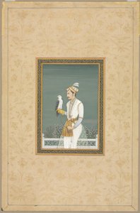 Portrét prince s jestřábem od School Mughal