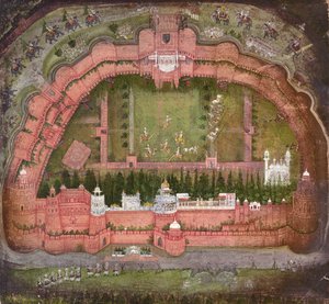 The Red Fort, Agra, Johnson Album VII č.1 číslo 11, cca 1750 (kvaš na papíře)