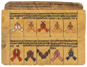 Rukopis Thyasapu s ikonografickými ilustracemi mudr, Nepál od School Nepalese
