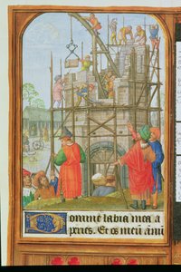 Přidat 35313 f.34 Budova Babylonské věže, Bruggy nebo Gent, cca 1500 (vellum) od School Netherlandish