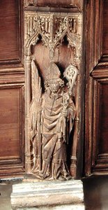 Svatý Augustin, jeden ze čtyř latinských otců církve (dřevo) od School Netherlandish