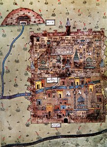 Mapa Erzerum, Turecko cca 1600 (barevné lito)