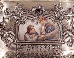 En Plein smaltovaná plaketa ze středu ruského stříbra, konec 19. století (stříbro a smalt) od School Russian