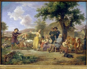 Selské slavnosti. Anonymní obraz, olej na plátně, druhá polovina 18. století. Ruské umění 18. století. Státní Treťjakovská galerie, Moskva. od School Russian