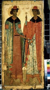 "Svatí Boris a Gleb, synové Vladimíra I. Kyjevského"" Ruská ikona. Malba na dřevě kolem roku 1450. Státní Treťjakovská galerie, Moskva od School Russian