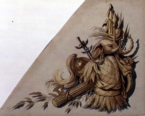 Neoklasické trofeje zbraní: Indie, cca 1825 (akvarel na papíře) od School Russian