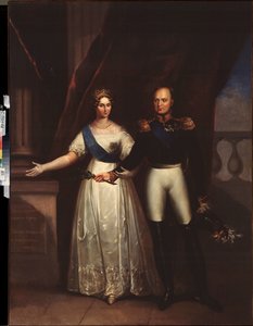 Portréty císaře Alexandra I. (1777-1825) s manželkou (Alžběta Alexejevna, rozená princezna Louise Augusta Bádenská od School Russian