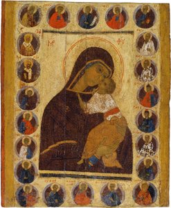 Ruská ikona: Panna Maria Něžná s vybranými svatými. Tempera na panelu, 2. polovina 15. stol., Muzeum historie a umění, Suzdal od School Russian