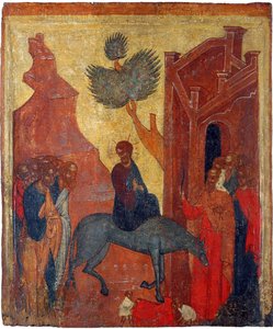 Ruská ikona: Vjezd Krista do Jeruzaléma. Tempera na panelu, 2. polovina 15. stol., Muzeum historie a umění, Suzdal od School Russian