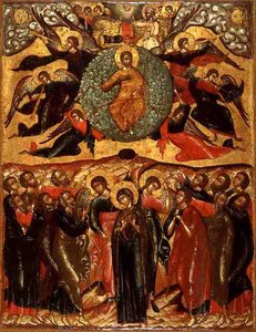 Nanebevstoupení Krista, z kostela proroka Eliáše, Jaroslavl, Rusko, druhá polovina 17. století (tempera na panelu) od School Russian