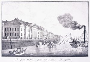 English Quay, poblíž Senat-Dirigeant; Quai Anglais, poblíž Senat-Dirigeant, počátek 19. století (litografie) od School Russian