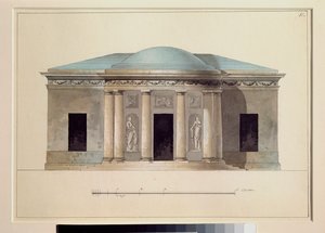 Koncertní sál. Dílo ruského mistra, akvarel na papíře, kolem roku 1826. Státní muzeum pod širým nebem Carkoje Selo, Petrohrad. od School Russian