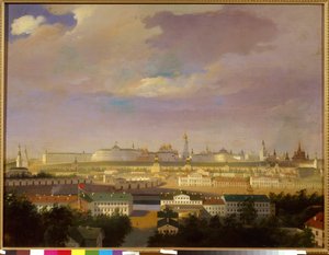 Pohled na moskevský Kreml z náměstí Mars (Bolotnaja). Anonymní obraz, olej na plátně, polovina 19. století. Ruské umění, neoklasicismus. Státní historické muzeum, Moskva. od School Russian