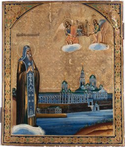 svatý Nil de Stolbensk (mort en 1554) - svatý Nilus jezera Seliger - ruská ikona od School Russian