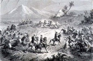 Dobrodružství, Travelers Attacked by Brigands, ilustrace z „Návratu do světa“ (rytina) od School Spanish