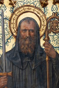 Poustevna (Poustevna Nuestra Señora de La Plaza). Interiér. Oltář. Detail. Oltář (obraz) od School Spanish