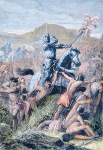 Hernan Cortes v bitvě u Otumba, Mexiko