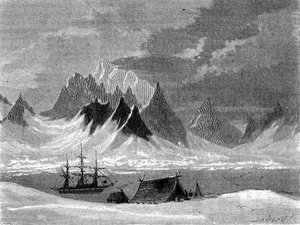 Pohled na Špicberky, souostroví Svalbard, ilustrace z „Návratu do světa“ od School Spanish