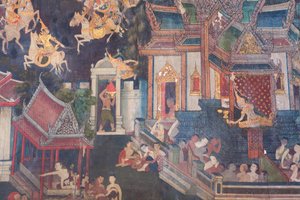 Nástěnné malby v kapli Buddhaisawan, palác Wang Na (malba) od School Thai